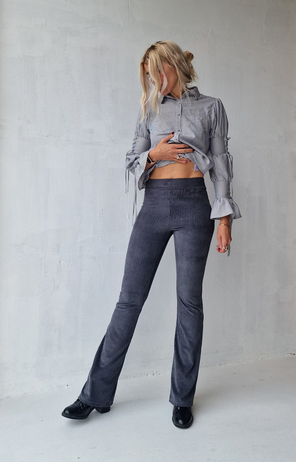 Flared | rib grijs | TALL