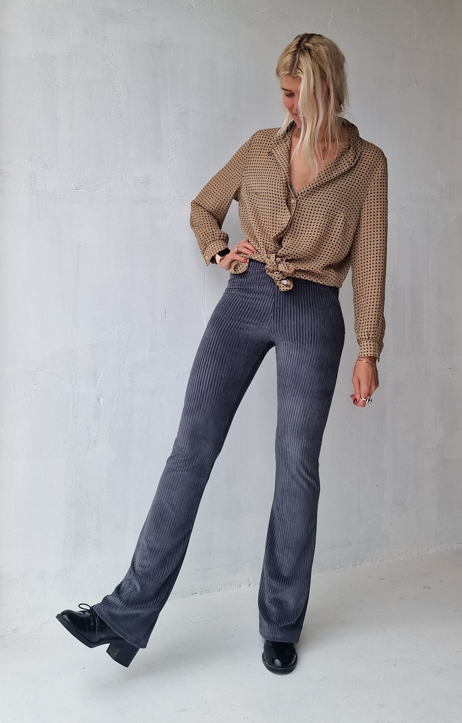 Flared | rib grijs | TALL