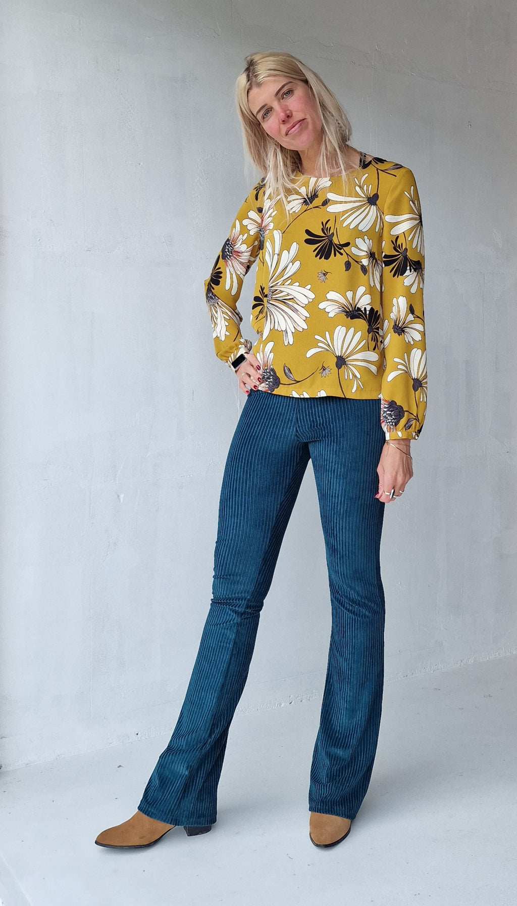 Extra lange flared legging | rib petrol | tall | lengtemaat 36