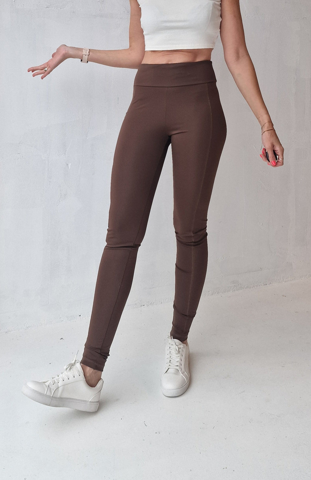 Extra lange sportlegging | steekzak & koordje | bruin | tall | lengtemaat 36