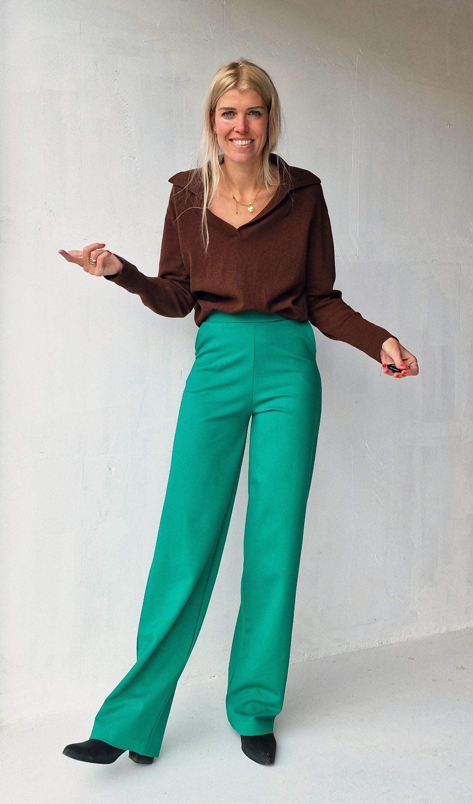 Extra lange wide leg | zeegroen | tall | lengtemaat 36