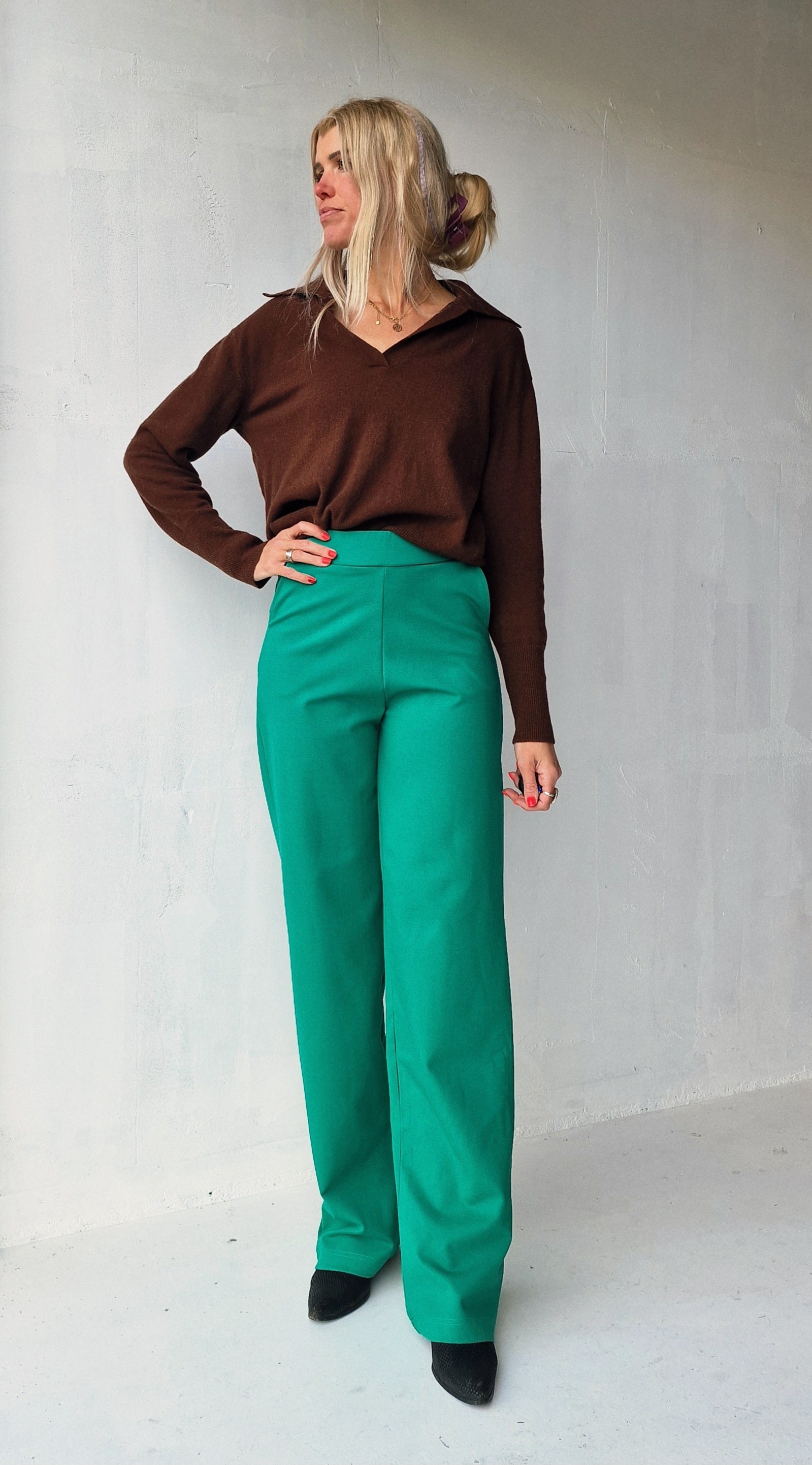 Extra lange wide leg | zeegroen | tall | lengtemaat 36