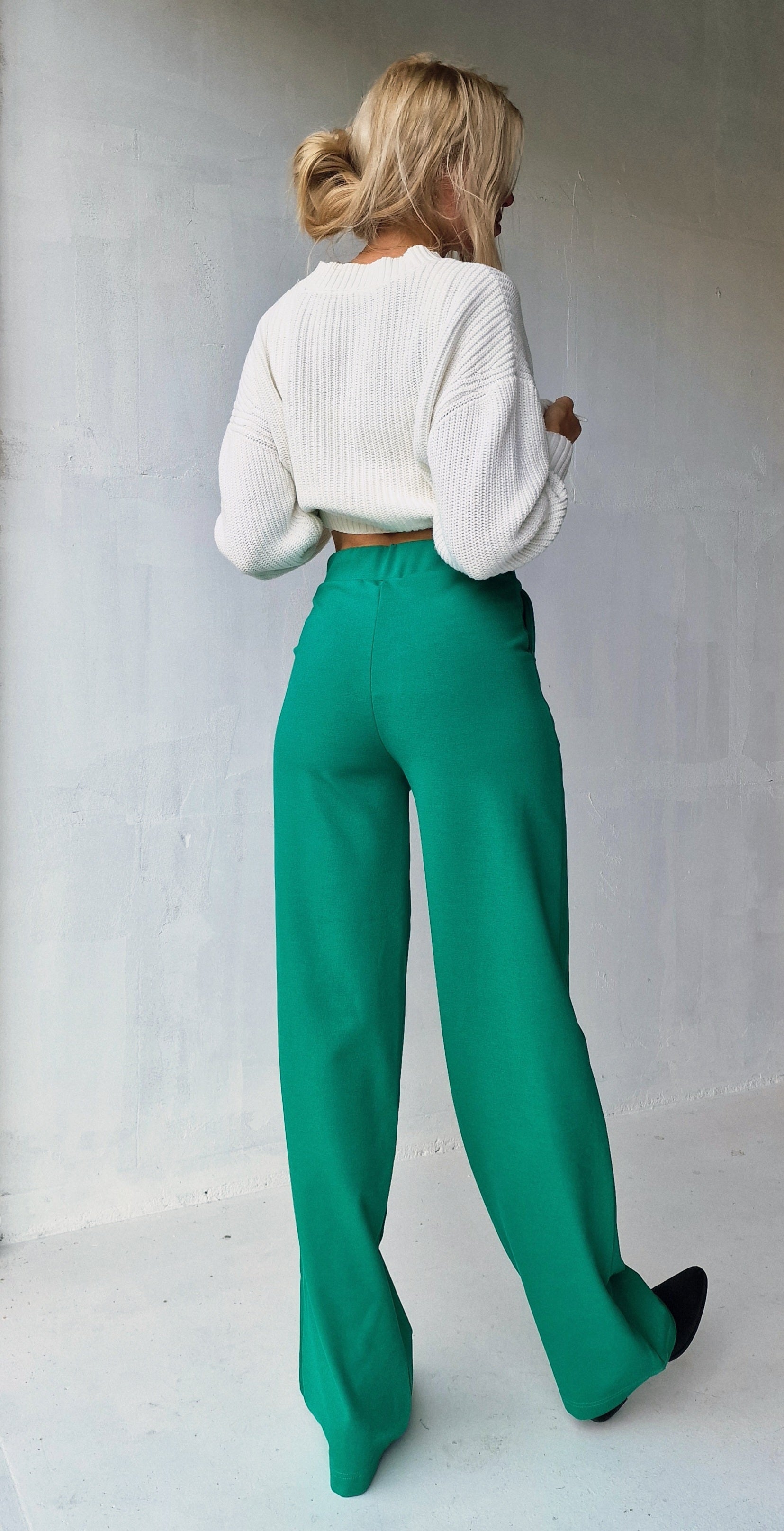 Extra lange wide leg | zeegroen | tall | lengtemaat 36