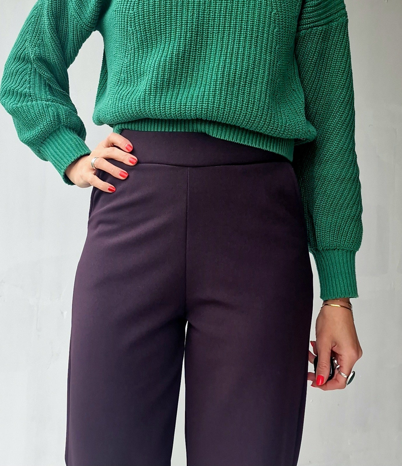 Extra lange wide leg | fleece aubergine brown | tall | lengtemaat 36