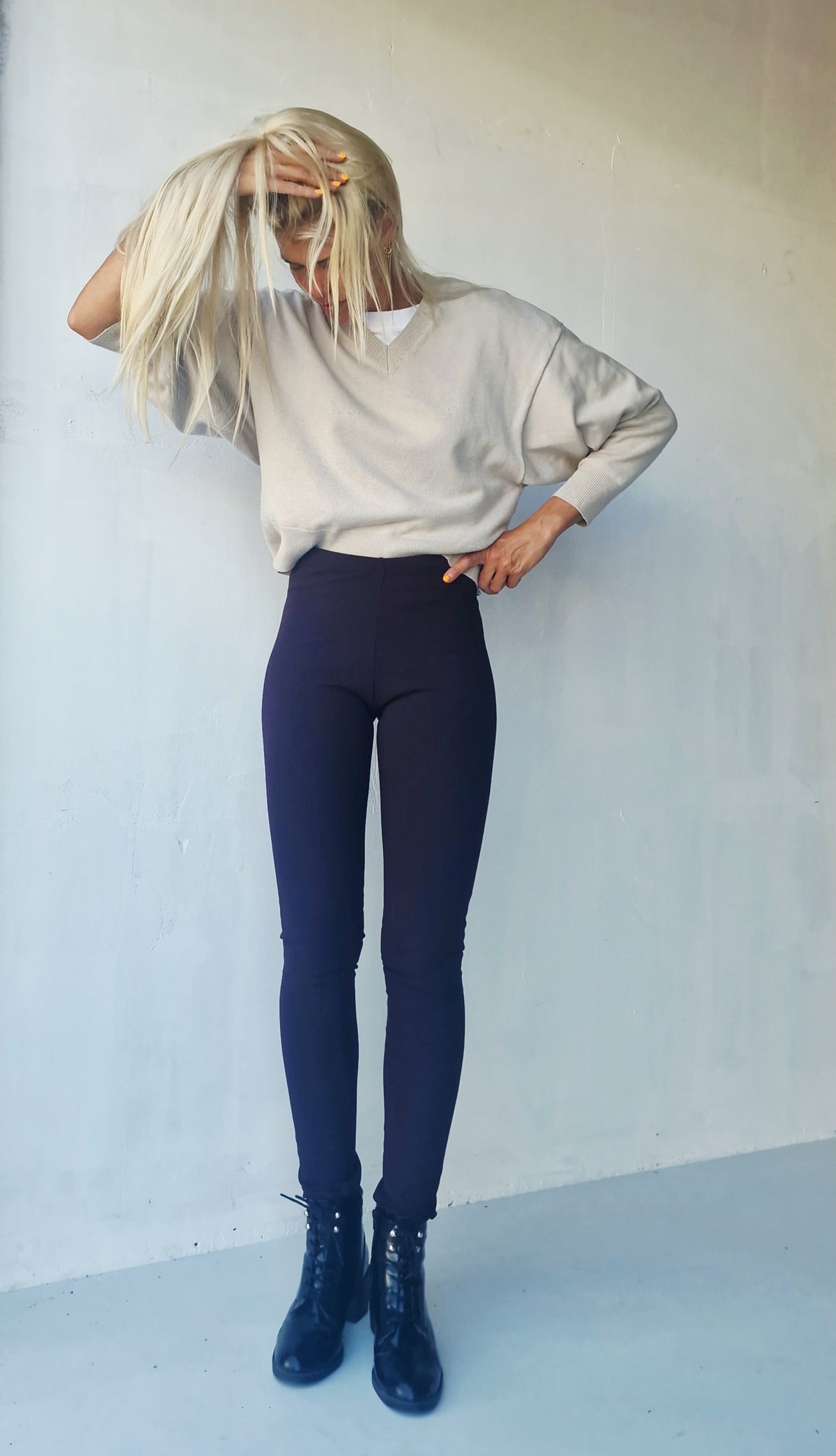 Extra lange legging | fleece aubergine | tall