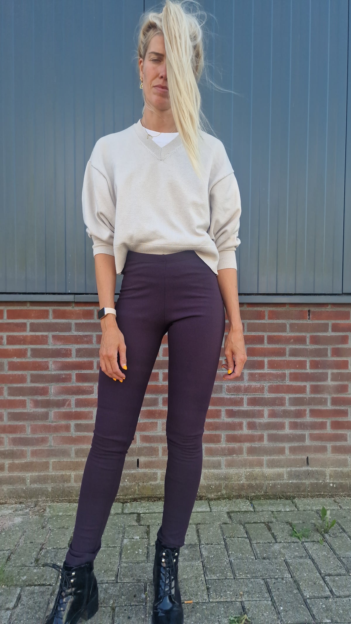 Extra lange legging | fleece aubergine | tall