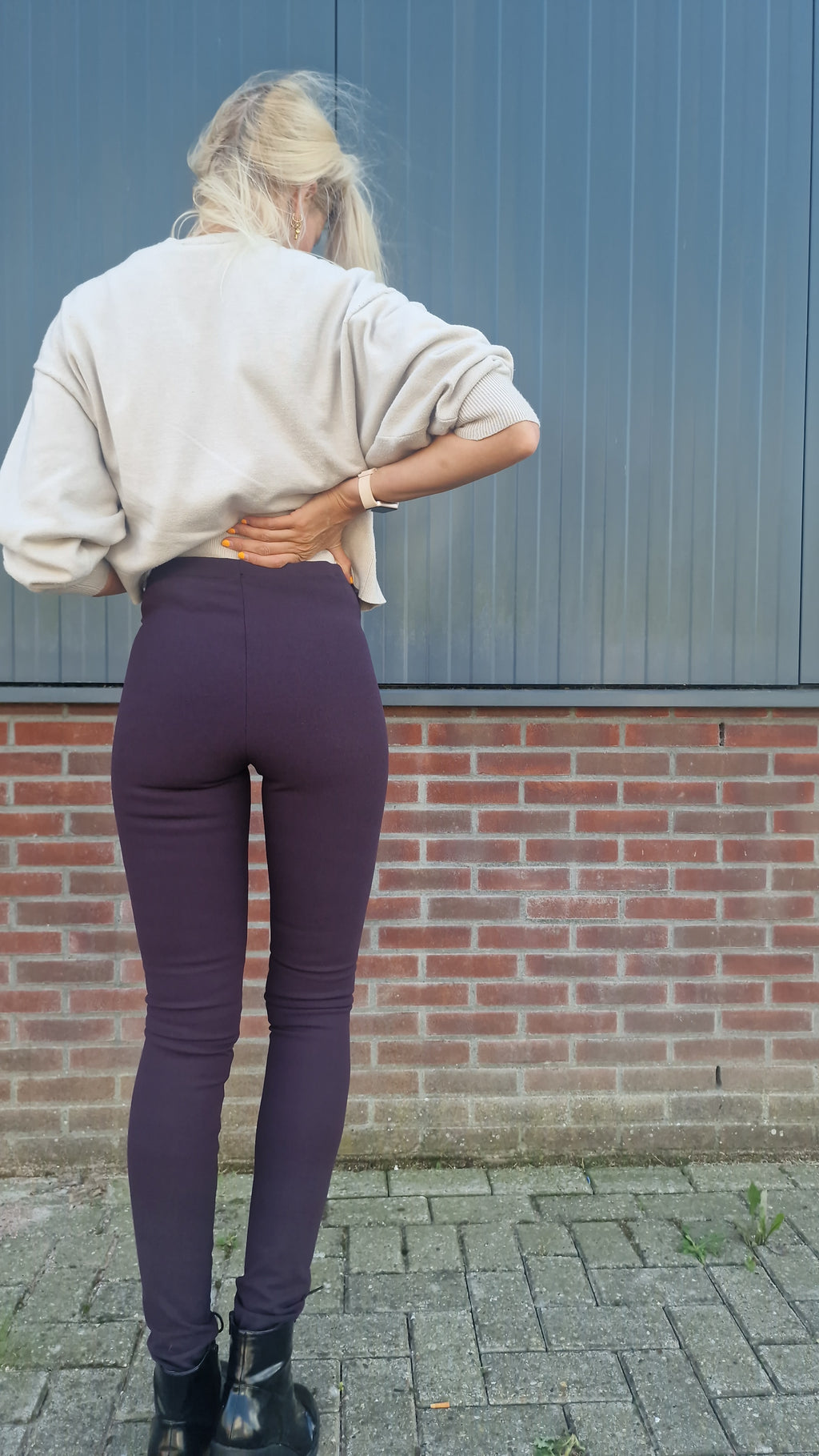 Extra lange legging | fleece aubergine | tall