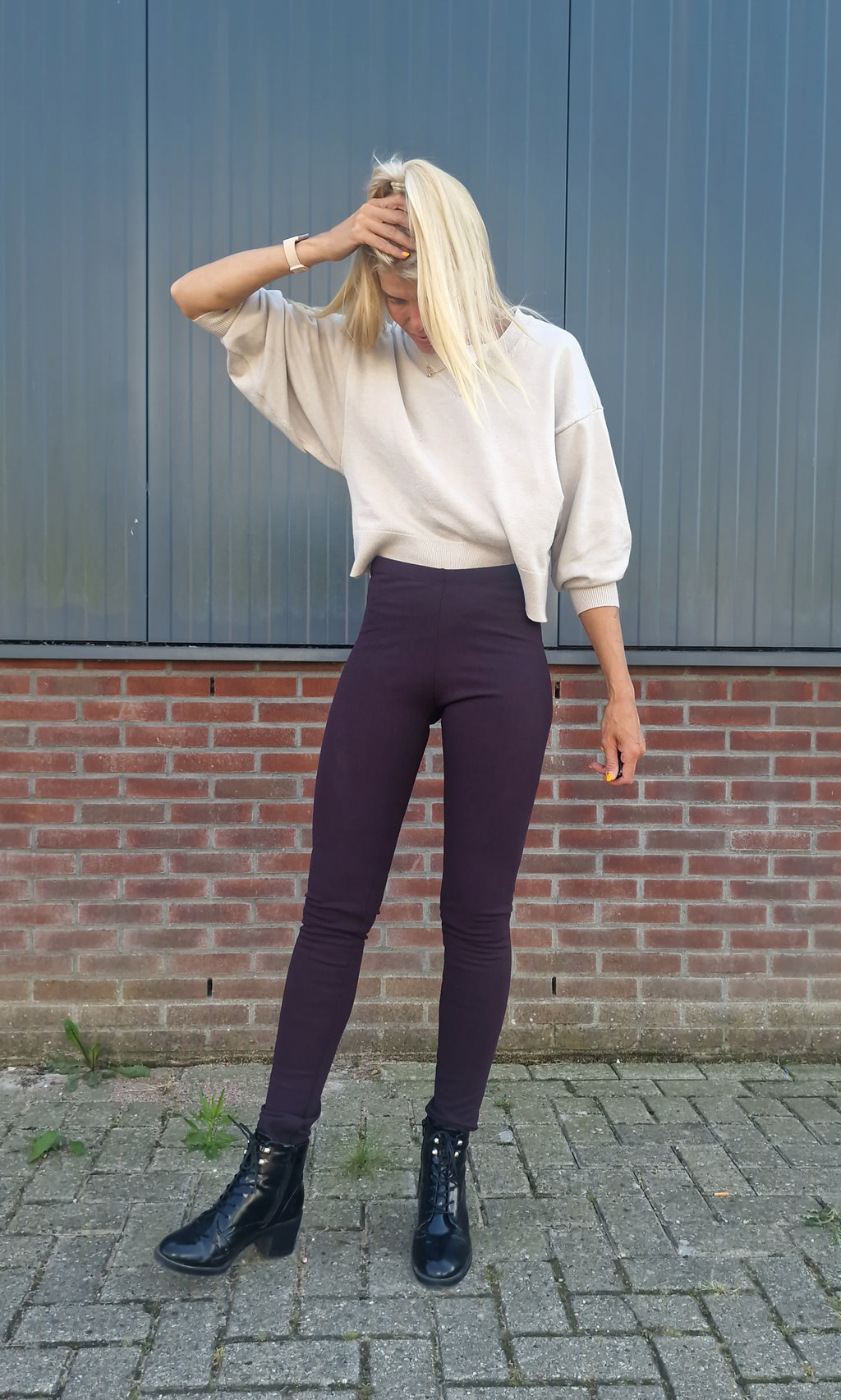 Extra lange legging | fleece aubergine | tall
