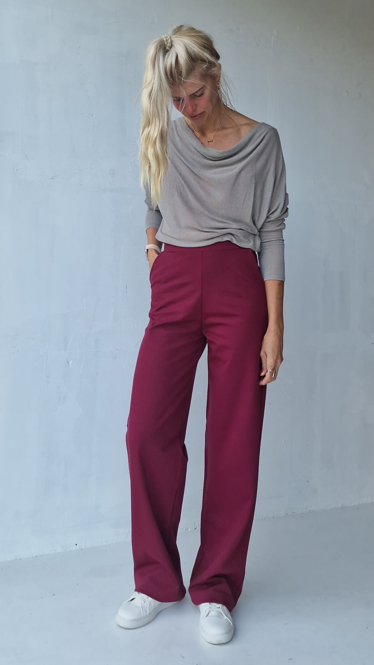 Extra lange wide leg | Bordeaux red | tall | MadameLiz