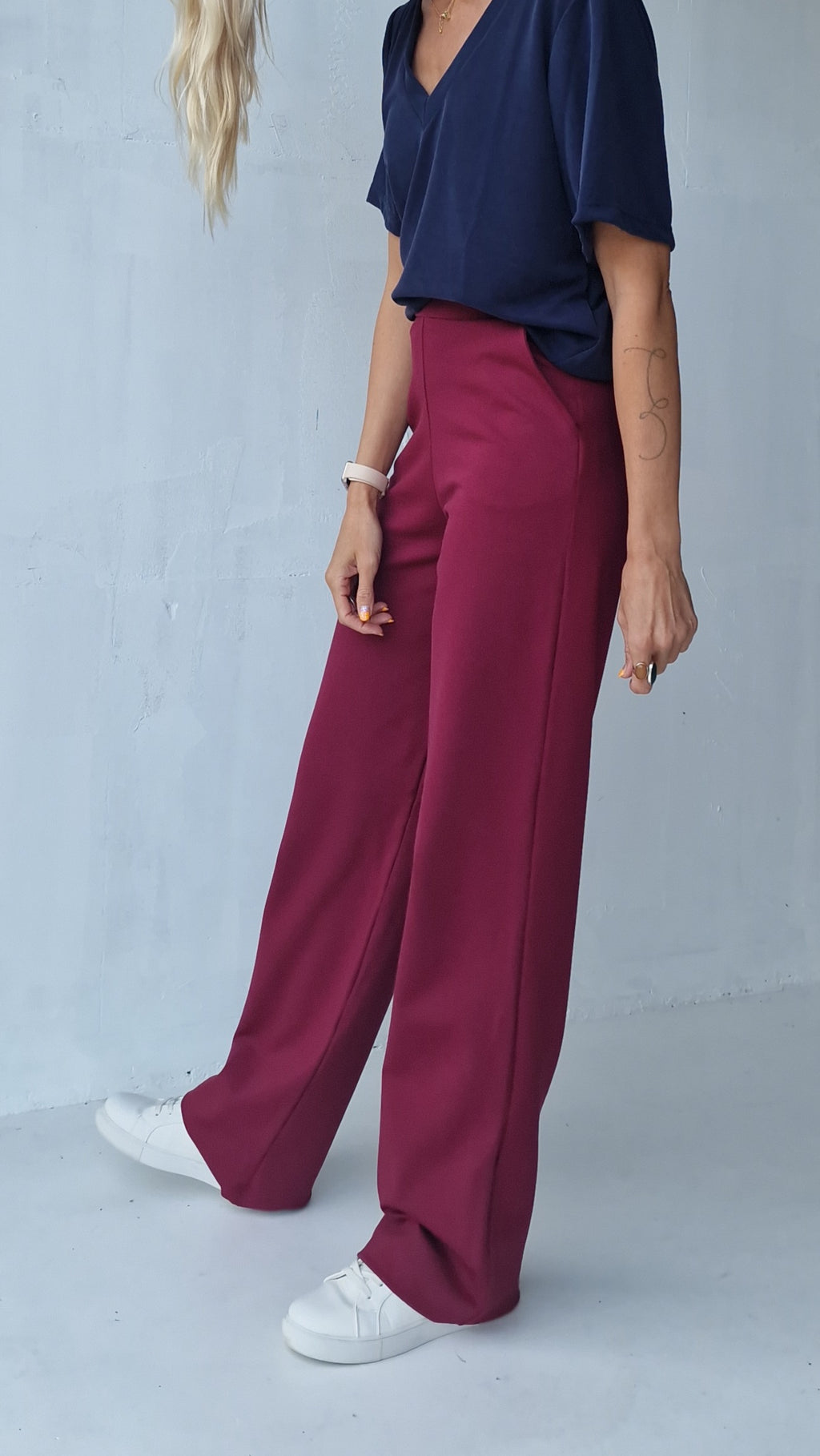 Extra lange wide leg | Bordeaux red | tall | MadameLiz