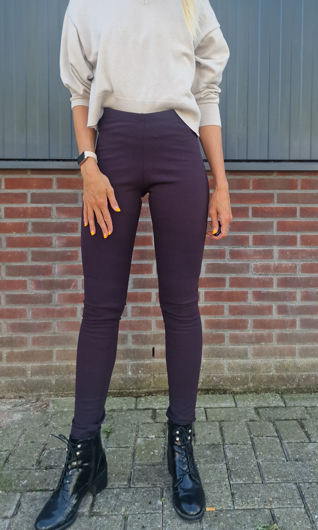 Extra lange legging | fleece aubergine | tall