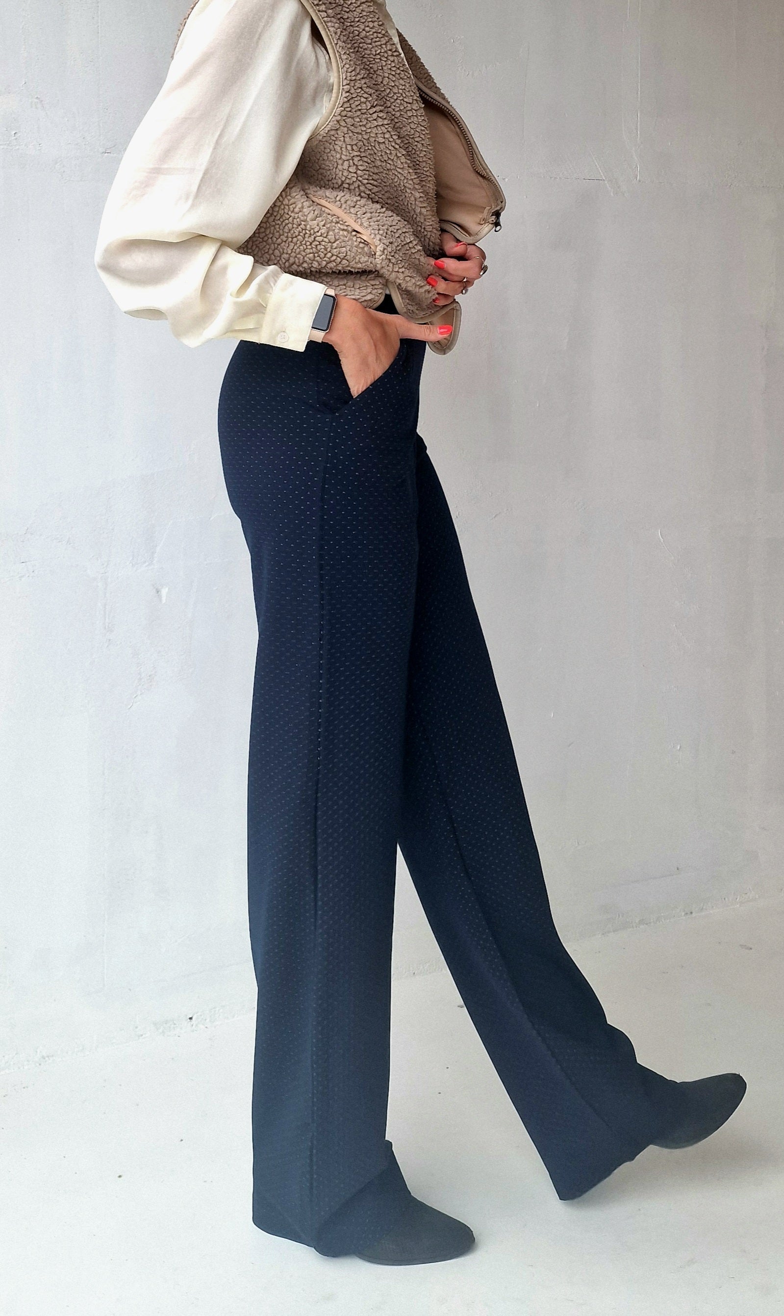 Extra lange wide leg | Blue / marks | tall | lengtemaat 36