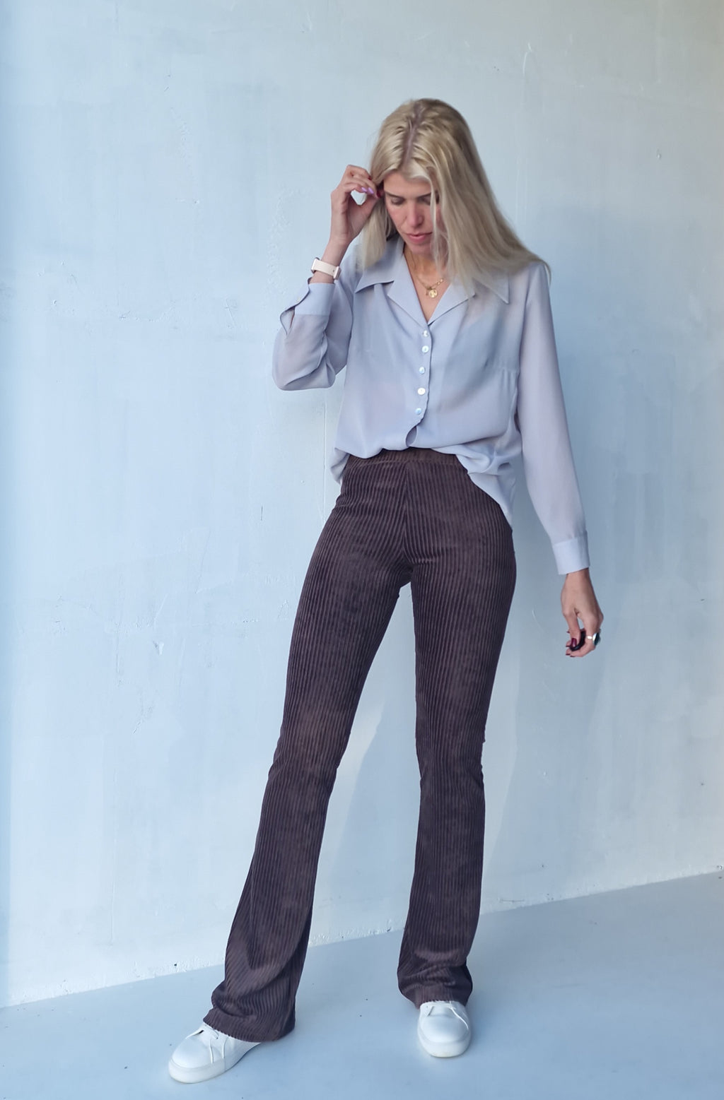 Flared | rib dark chocolate | TALL