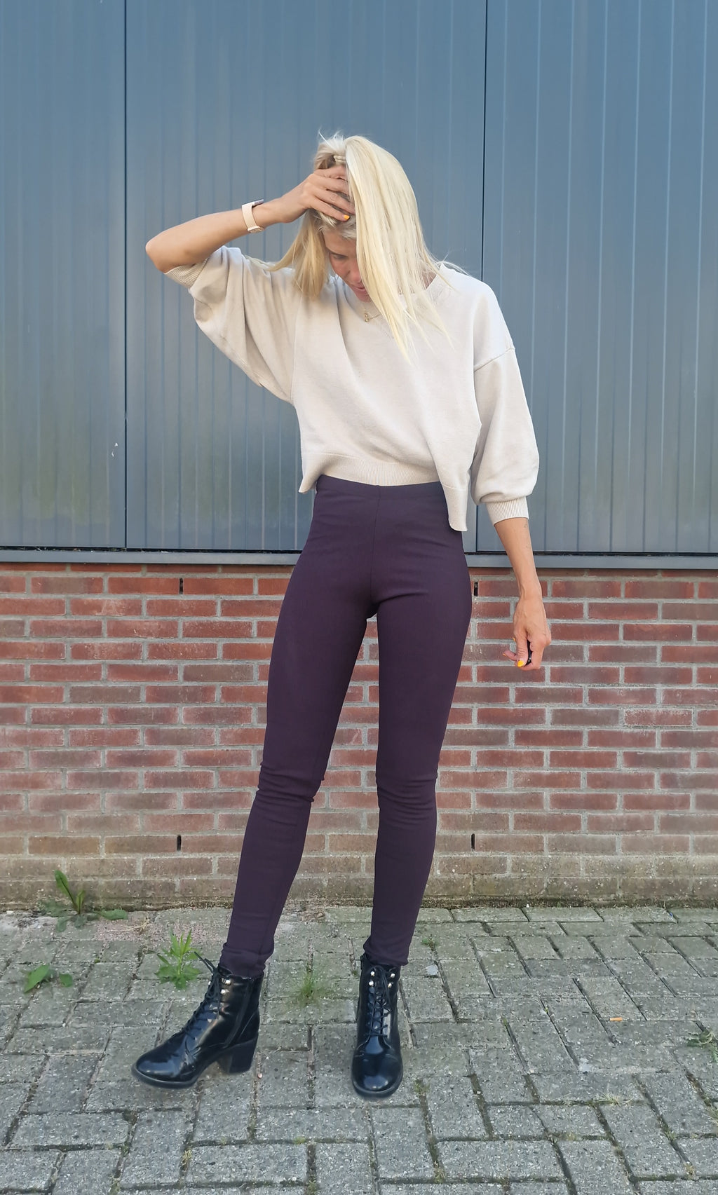 Extra lange legging | fleece aubergine | tall
