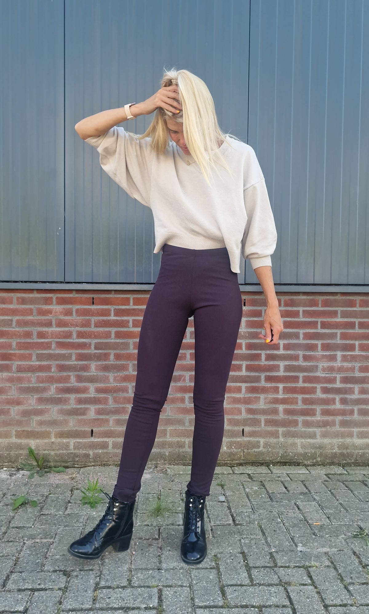 Extra lange legging | fleece aubergine | tall