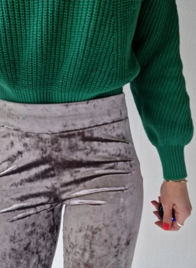 Extra lange flared broek | velvet taupe | tall | Lengtemaat 32, 34 en 36