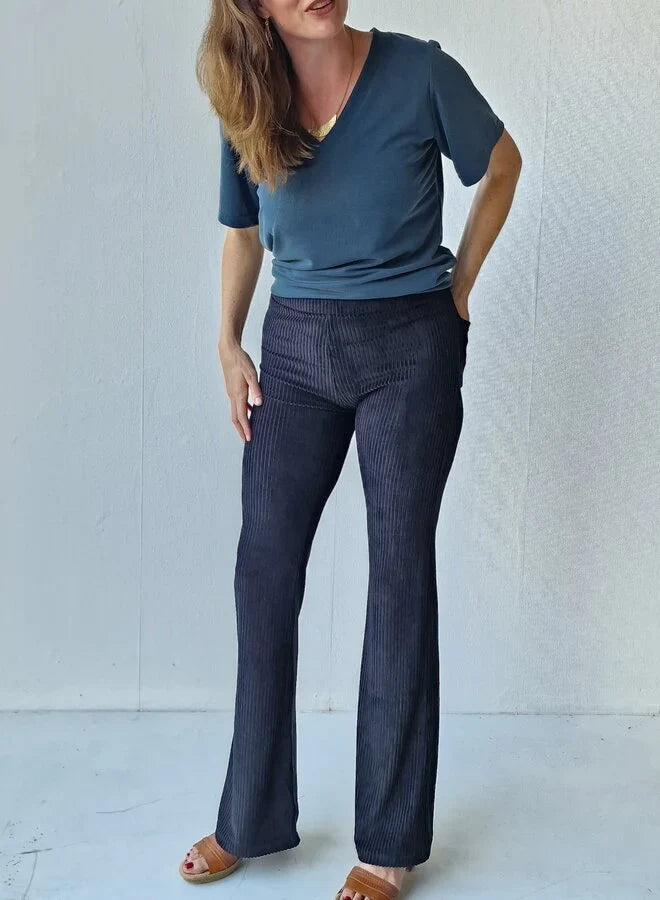 Flared | rib zwart | tall