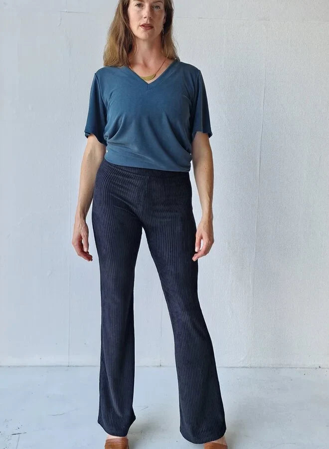 Flared | rib zwart | tall