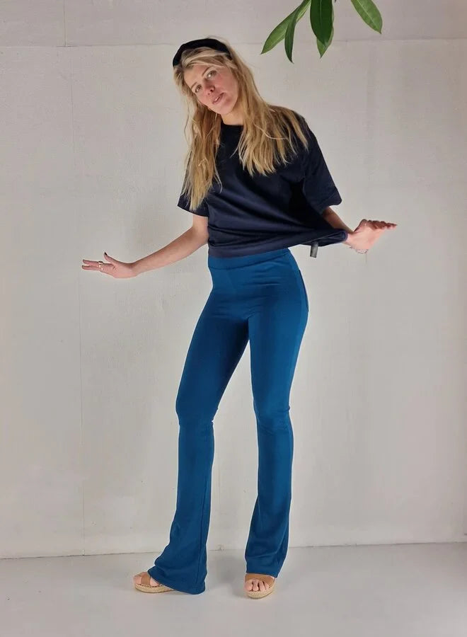 Extra lange flared pants | petrol | TALL | Lengtemaat 32, 34 en 36