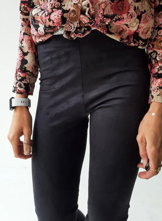 Extra lange legging suedelook zwart |tall | lengtemaat 36