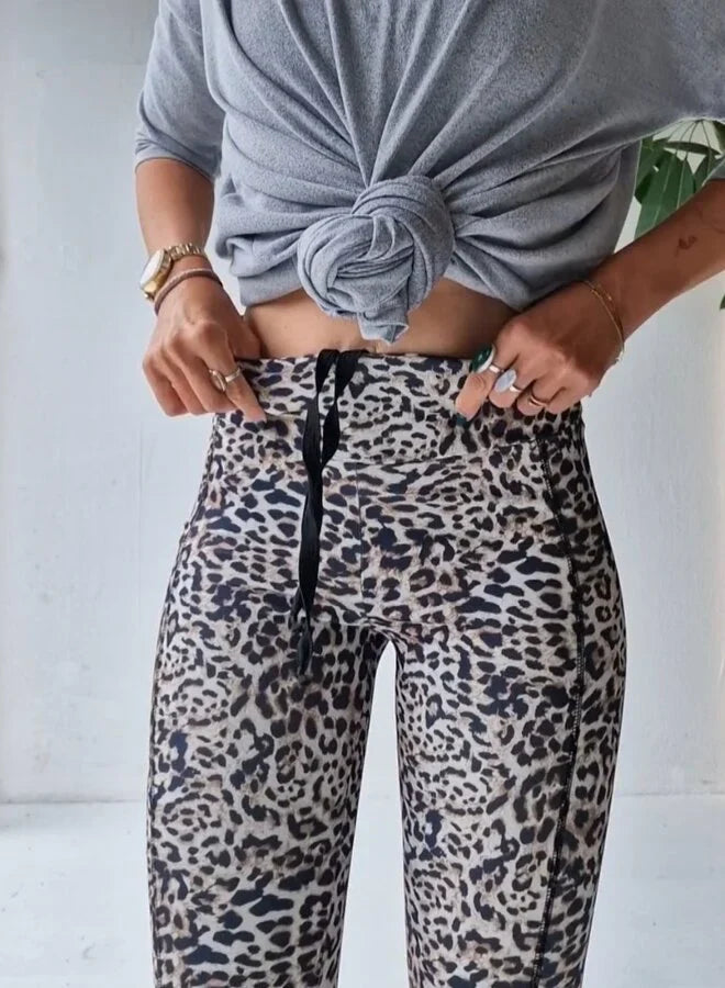 Extra lange sportlegging | steekzak & koordje | leopardprint | tall | lengtemaat 32, 34 en 36