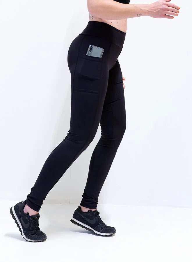 Extra lange sportlegging | steekzak & koordje | zwart | tall | lengtemaat 36
