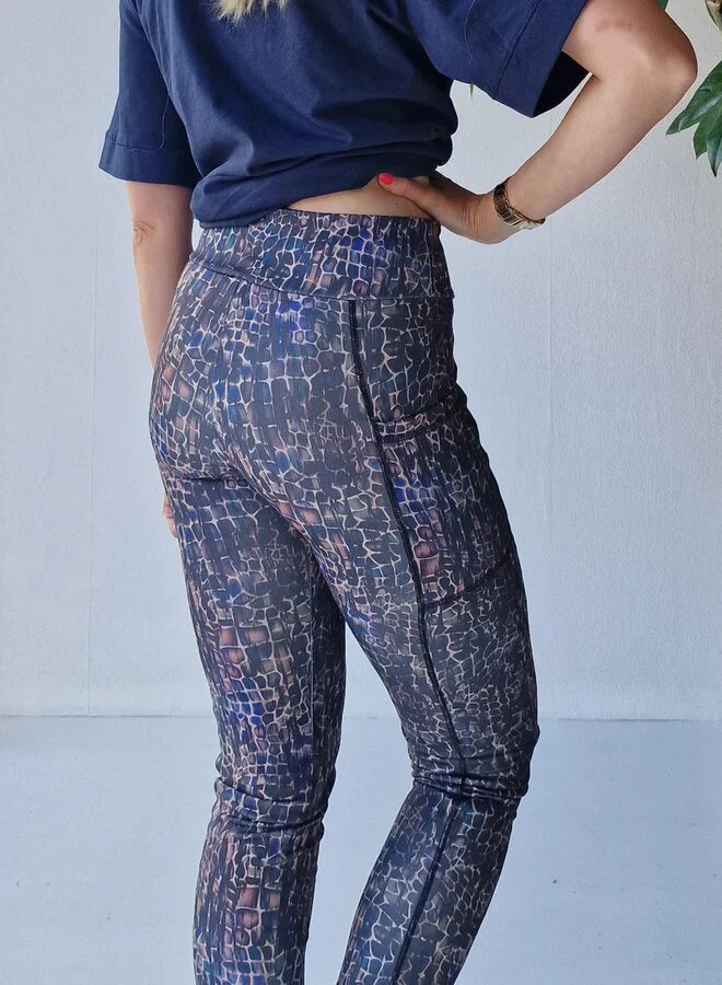 Extra lange sportlegging | steekzak & koordje | giraf /croco print | tall | lengtemaat 32, 34 en 36