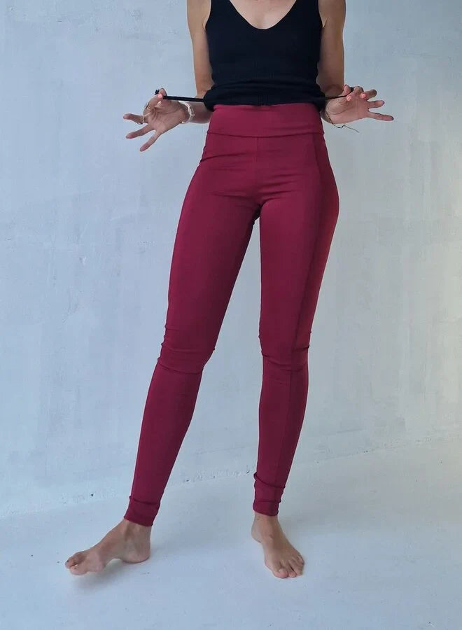 Extra lange sportlegging | steekzak & koordje | wijnrood | tall | lengtemaat 36