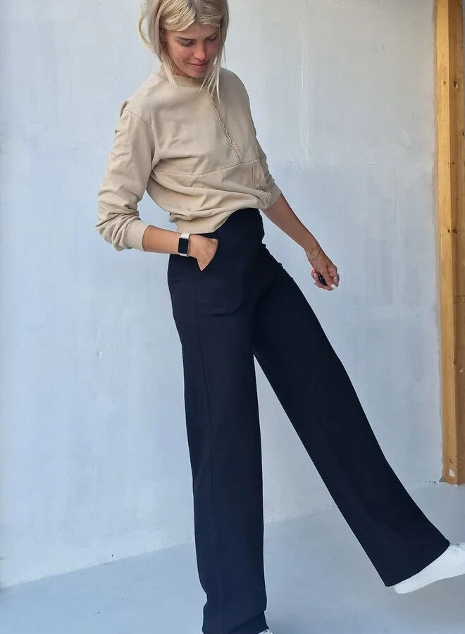 Extra lange wide leg | zwart & zacht | tall | lengtemaat 36