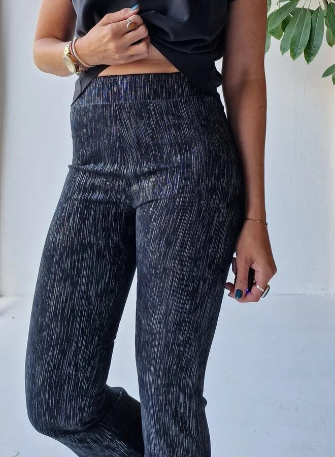 Flared pants | black/white rib stripes | tall | lengtemaat 36