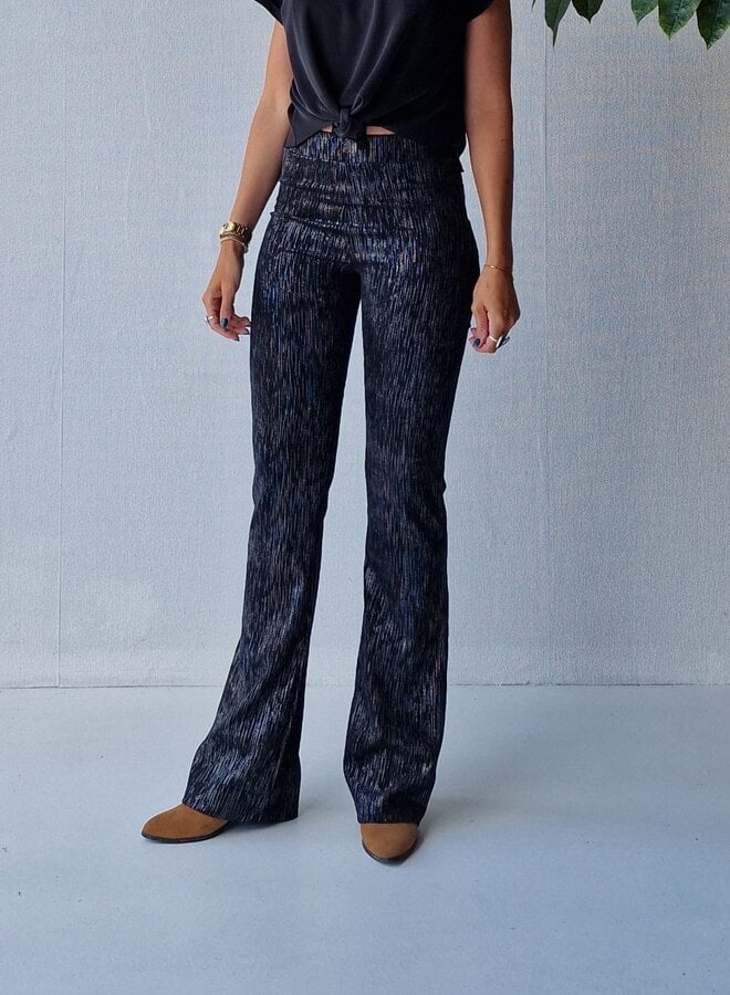 Flared pants | black/white rib stripes | tall | lengtemaat 36