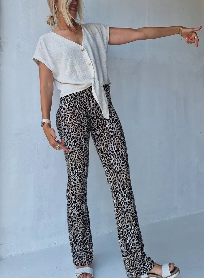 Flared pants | leopardprint | tall | lengtemaat 36
