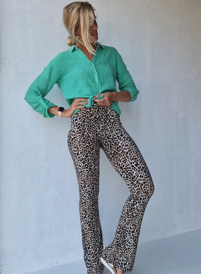 Flared pants | leopardprint | tall | lengtemaat 36