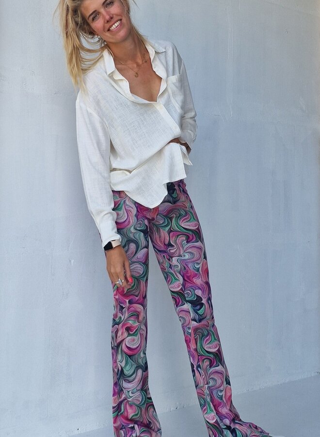 Flared pants | leopink print | tall | length 32, 34, 36