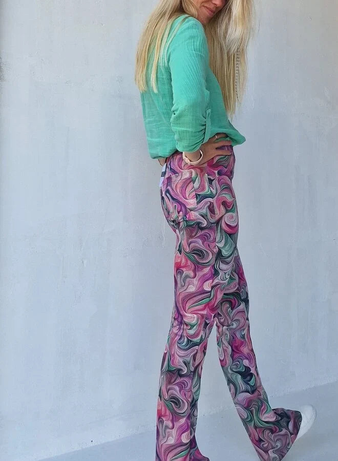 Flared pants | leopink print | tall | length 32, 34, 36