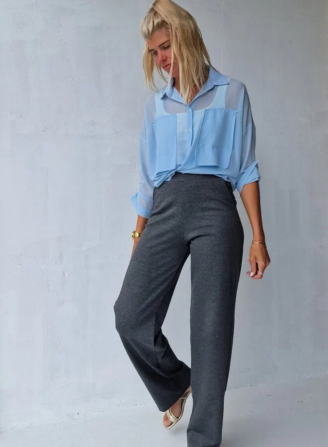 Extra lange wide leg | donkergrijs | tall | lengtemaat 36