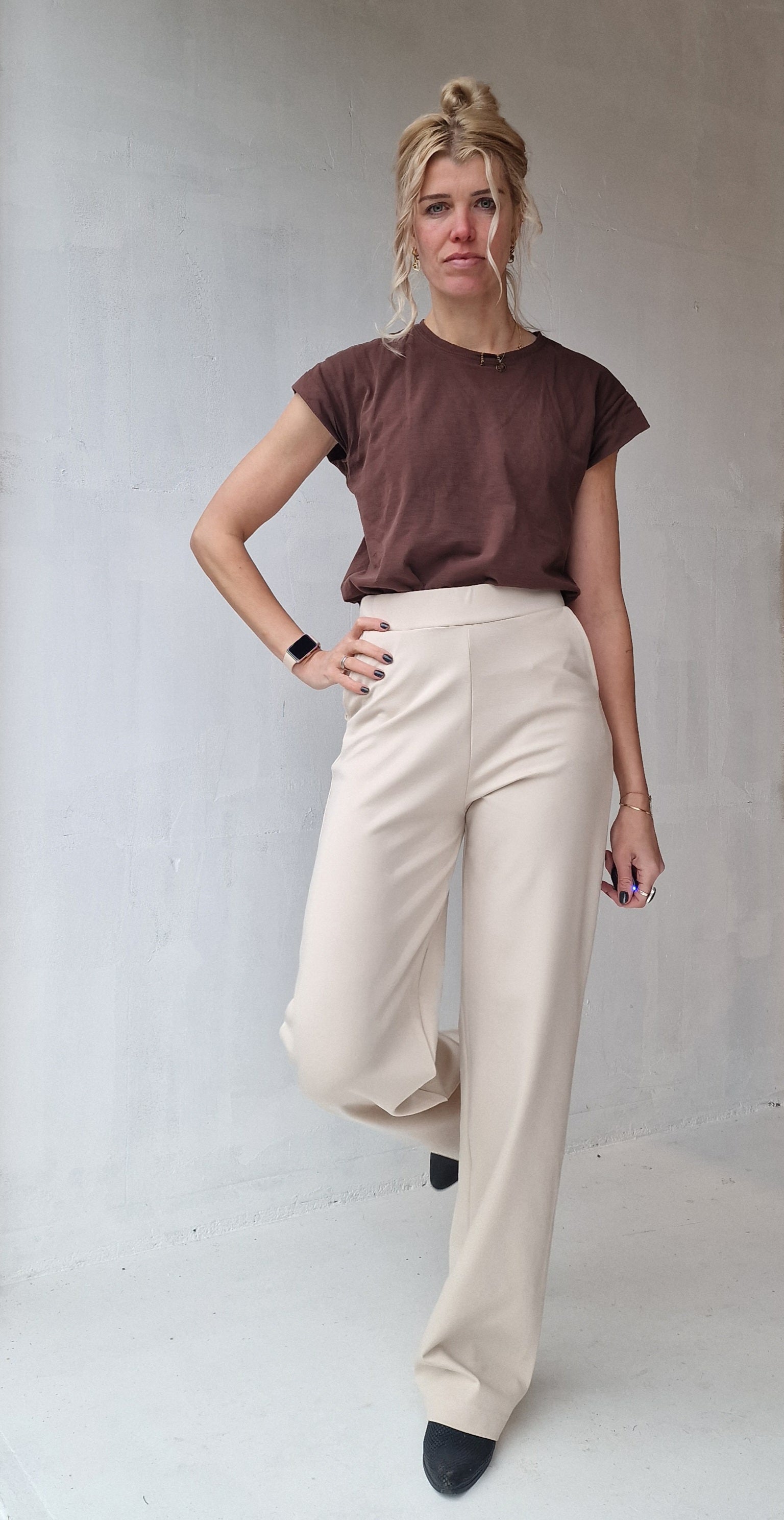Extra lange wide leg | ecru | tall | lengtemaat 36
